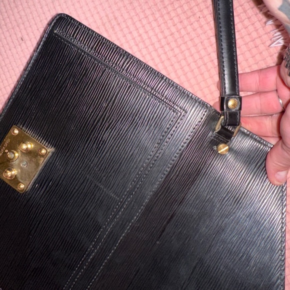 Authentic LOUIS VUITTON Black Ep leather  Pochette Sellier Dragone Clutch - Picture 7 of 16